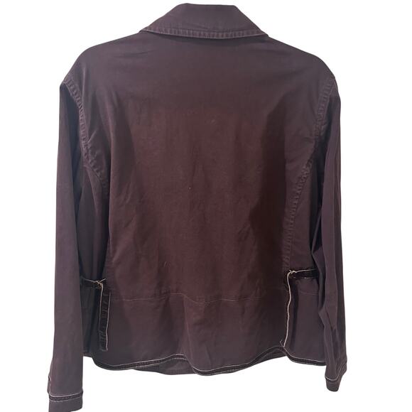 Talbots Woman Petites Stretch Blazer Jacket Brown With Velvet Trim, size 14W - Picture 8 of 8